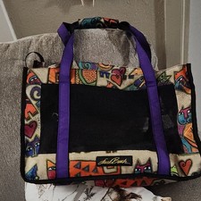Laurel Burch Purse Tote Dog Carrier Mesh Canvas Colorful Design for Small Dogs