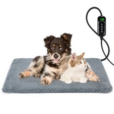 Heated Dog Bed, Waterproof Adjustable Temperature Dog Cat M: 28" x 20" Grey
