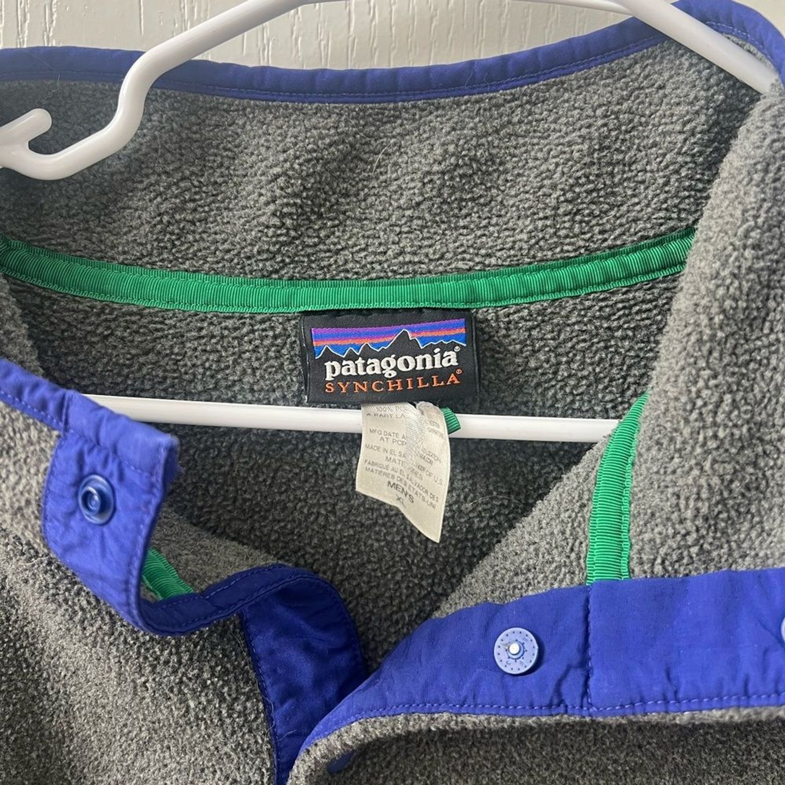 Patagonia Synchilla Snap-T Pullover Men's XL Grey Blue Trim thumbnail 3