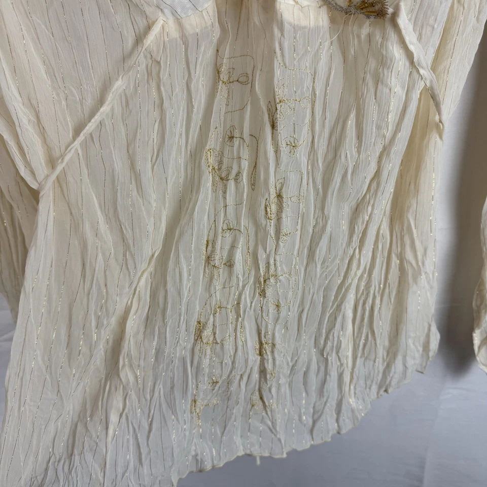 De Colección Y2K Top Arrugado Gasa Romántico Núcleo de Hadas Boho Talla 3X Adornado Con Cuentas Foto 3 de 4