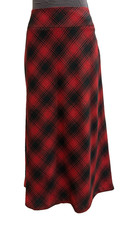 Covington women size 6 red grey black vintage tartan plaid A-line midi skirt