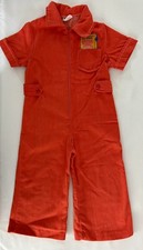 Vintage Nudnix Girls size 3t Red Orange 70's Romper Jumpsuit Patches
