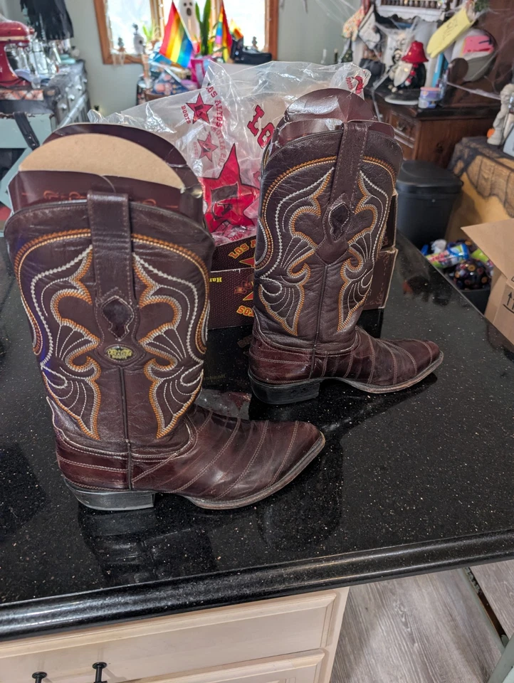 Botas de Vaquero Los Altos Para Hombre Talla 9 Ancho Anguila Genuinas EE Con *Caja Incorrecta Foto 4 de 4