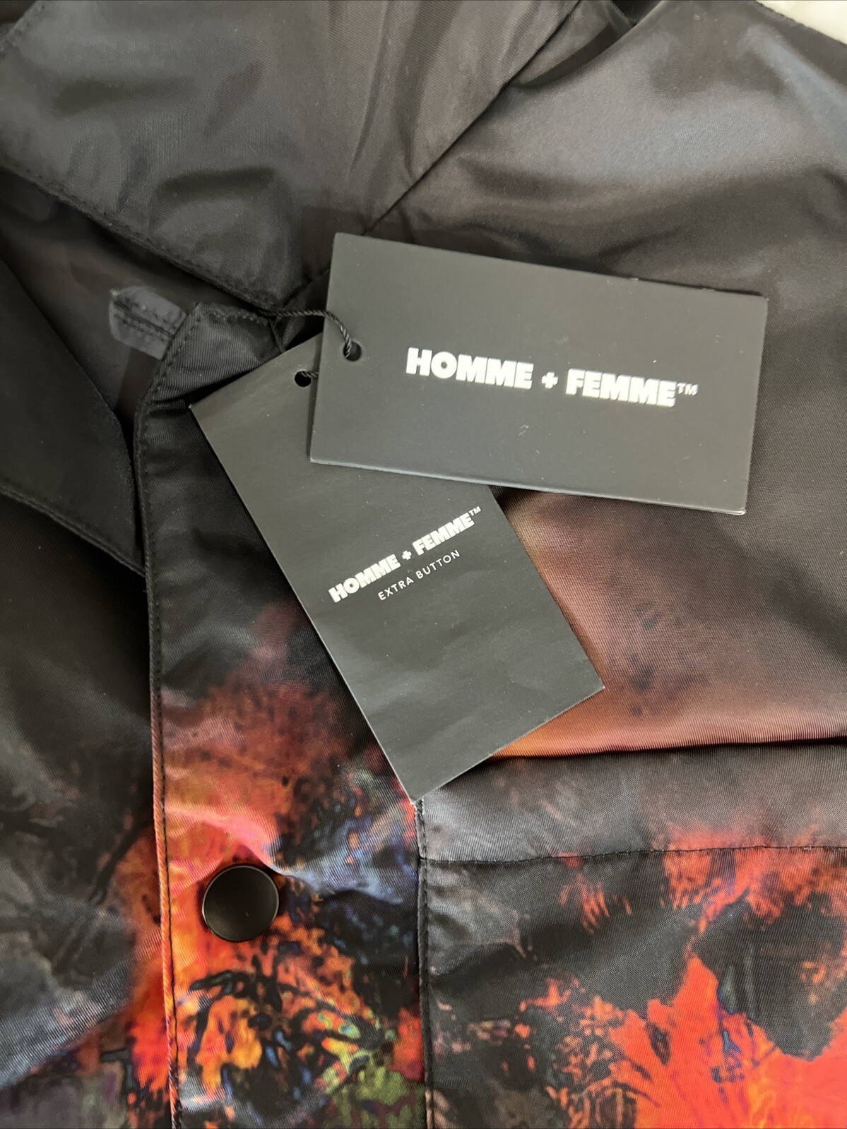 Homme Femme Puffer Shirt Mens Med Black Red Wild Fire Riot Luxury Streetwear NWT