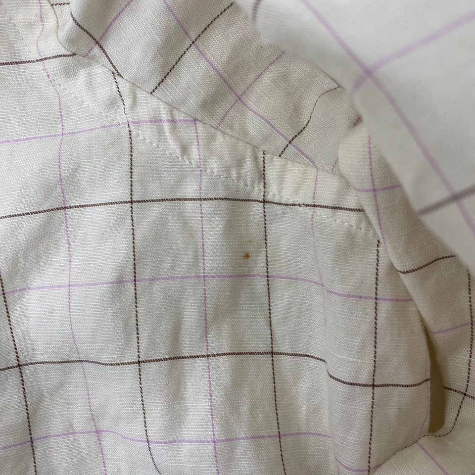Ralph Lauren Purple Label Linen Button Up Shirt Plaid Check Made in Italy XL - Image 4 of 4