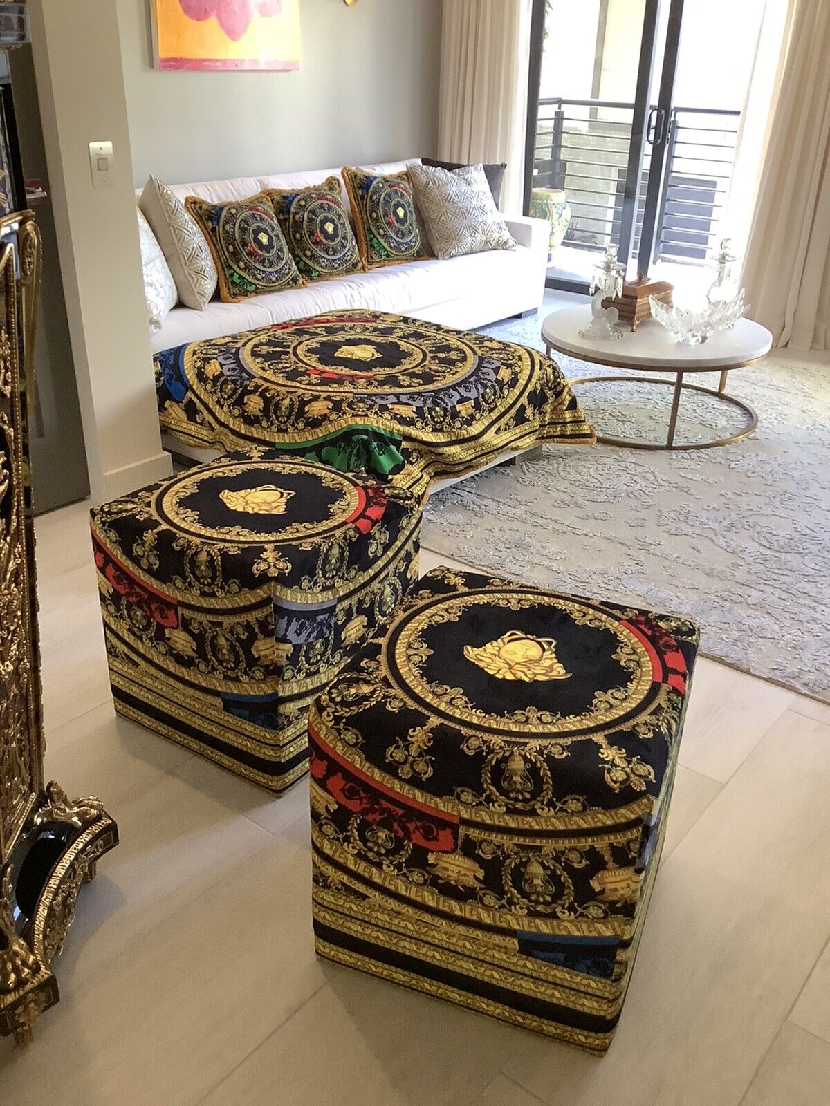 Automatisch Kano Ik heb een Engelse les Large Custom Made Versace baroque velvet throw upholstery fabric Multi  Color | eBay