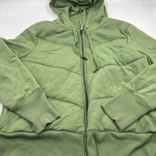 Old Navy Womens Hooded Vest Size XL Green Cotton Stretch Hoodie Lined Fullzip - Picture 2 of 9