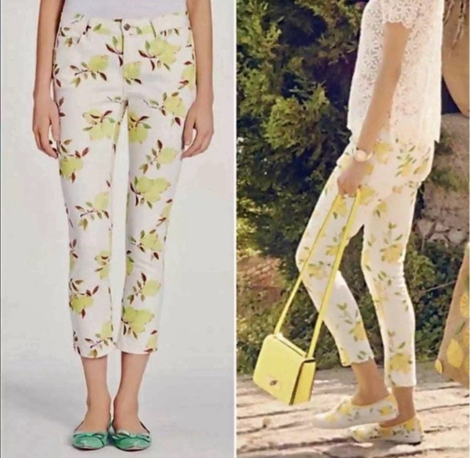 Kate Spade New York Jeans BROOME STREET Lemon Print SKINNY Ankle Pants
