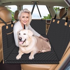 Dog Car Seat Cover W/ Hard Bottom Car Back Seat Extender Hammock SUV Truck Black