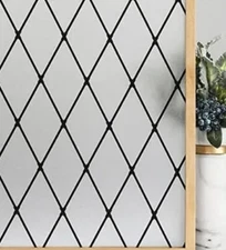 VELIMAX Frosted Black Lattice Window Film Static Cling Window Privacy Films