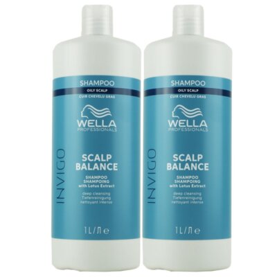 Wella Invigo Scalp Balance Deep Cleansing Shampoo 2 x 1000 ml für fettige Kopfha