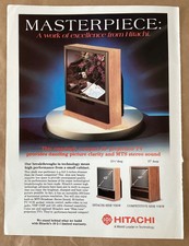 Hitachi television print ad 1987 vintage 1980s retro tv console projection photo