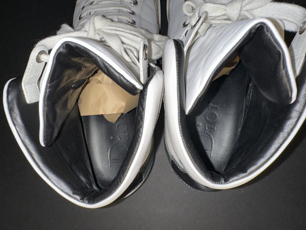 Men's Christian Dior Homme High Top White Leather Sneakers Shoes Men's Christian Dior Homme High Top White Leather Sneakers Shoes