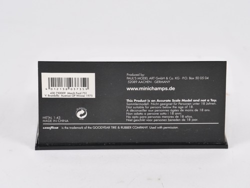 Minichamps 1/43 March Ford 751 Austrian GP Winner 1975 Brambilla 430 750009 - Picture 6 of 10