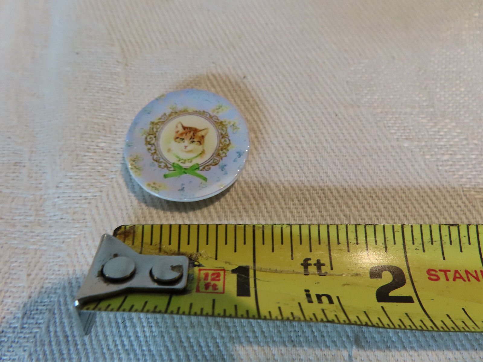 Miniature dollhouse porcelain transferware Victorian Cat Plate, 1:12 scale