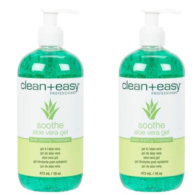 2 Bottles CLEAN + EASY Soothe Aloe Vera Gel 16 oz Soothe skin waxing  Cooling | eBay