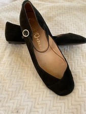 JEFFREY CAMPBELL Seamed Suede Mary Jane Flats STREET w/ Strap 7 Black