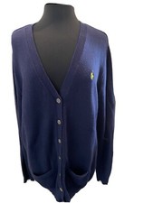 New Ralph Lauren Sport Boyfriend Fit Sweater Cardigan Women's Size XL Navy Blue