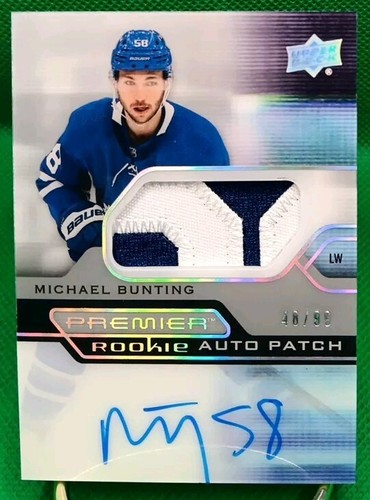 2021-22 UD PREMIER AUTOGRAPH PATCH ROOKIE #AR-MB MICHAEL BUNTING /99 Auto RC SP