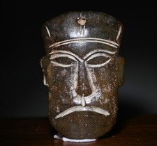 2.8" Chinese Hongshan Culture Old Jade People Human Mask Face Pendant Amulet