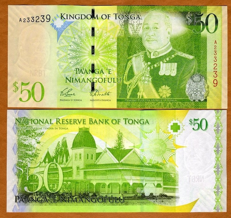 Tonga, Kingdom, 50 Pa'anga, ND (2008, 2009), P-42, A-Prefix UNC