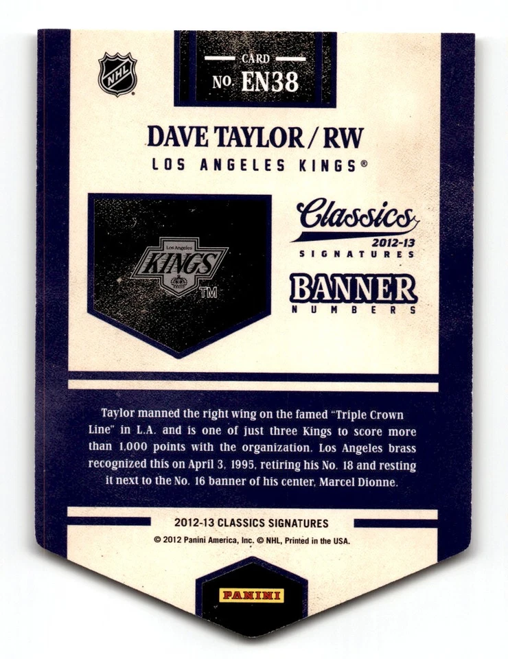 Dave Taylor 2012-13 Panini Classics Signatures Banner Numbers #EN38 Los Angeles - Image 2 of 2