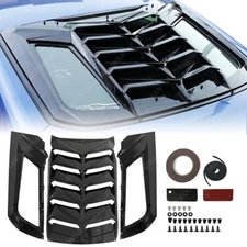 New Style Glossy Black For 15-25 Ford Mustang Rear Window Louver Sun Shade Vent