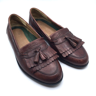 Nettleton Men's Size 8 M Cherry Brown Leather Slip On Loafer Tassel Dress Shoes