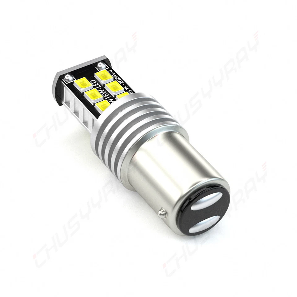 2 Bombillas LED blancas 1157 de respaldo de señal de giro trasera inversa para estacionamiento súper brillantes Foto 2 de 4