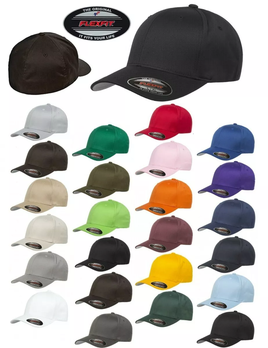 FLEXFIT Original Twill Fitted CLASSIC Hat Plain Blank 6-Panel Cap S/M L/XL  | eBay