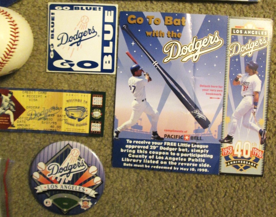 Lot of Los Angeles Dodgers 1990's Souvenirs, signed balls, pinbacks