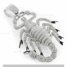 2Ct Round Lab-Created Diamond "Scorpio Zodiac" Charm Pendant 925 Sterling Silver