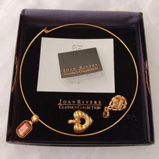 NIB Vintage Joan Rivers Changeable 3 Charm Choker Necklace Classic Collection Ne