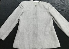 Vintage Evan Picone Women's Gray 100 Wool Single-Breasted Blazer Coat Size 8