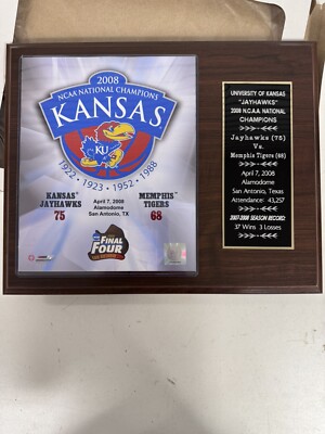 KANSAS JAYHAWKS KU 2008 NCAA BASKETBALL NATIONAL CHAMPIONSHIP PLAQUE BLHN