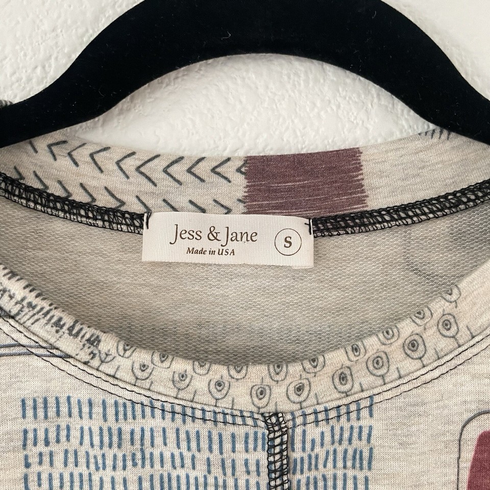 Jess & Jane Mia Top Tunic Artsy Made In USA 3/4 Sleeves Small NWT eBay