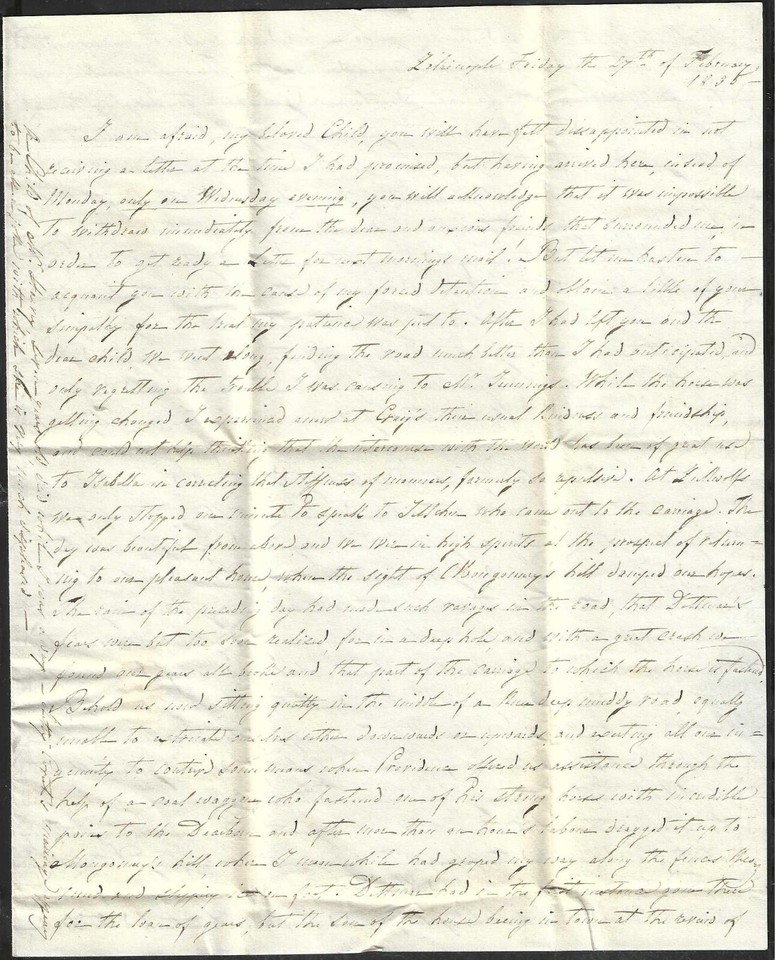 1835 Folded Letter Cover Manuscript Cancel Zelienople PA to Pittsburgh