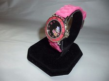 Ladies Unbranded Flower Dial Silvertone Analog Quartz Watch Pink Jelly Band
