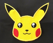 Pokemon Pikachu Face Iron-on/Sew-On Embroidered Applique  5" W x 4" H
