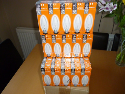 KERZE 40 Watt GE 35mm ES KLAR KLASSISCH - BOX MIT 10 LAMPEN