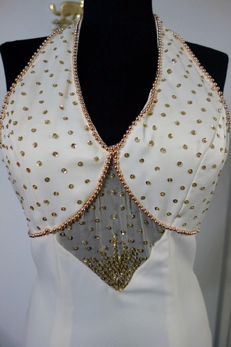 NEW Vintage CASSANDRA STONE Formal Gown 90s Prom Beaded Ivory Evening Dress - Picture 6 of 7