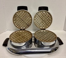 Vintage Chrome Double Waffle 2 Maker Knapp Mo...