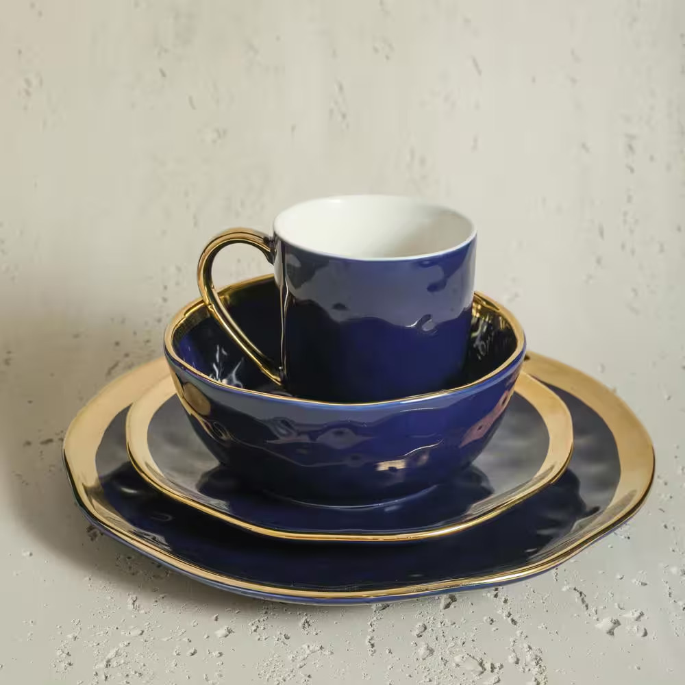 Porcelain, Service For 8, Navy Blue