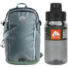 Lightweight Daypack for Teens and Adults with 18 oz Flip-Top Water Bottle, Green