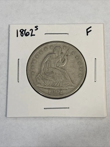 1862 50c Seated Liberty Half Dollar. Attractive Circulated Example- F