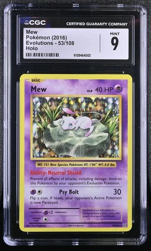 Mew 53/108 Pokémon XY Evolutions Holo CGC 9 Mint