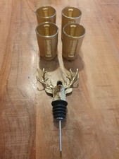 J&auml;germeister-Ausgie&szlig;er &bdquo;Hirschkopf&ldquo; + 4 Shotgl&auml;ser neu/unbenutzt