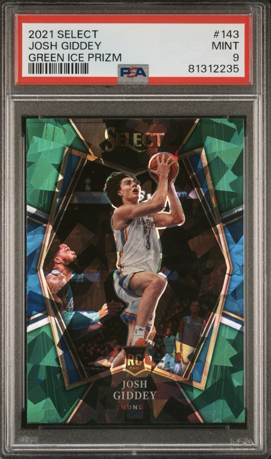 Panini 2021-22 Select Josh Giddey #143 Green Ice Prizm Premier RC PSA 9