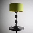 Candelabra Black Metal Base Table Lamp with Velvet and Copper Lining Shade