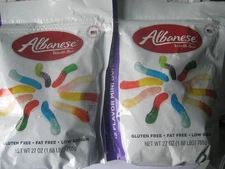 LOT OF 2  Albanese 12 Flavor Mini Gummi Worms, 27 oz Resealable Bags  FREE S/H